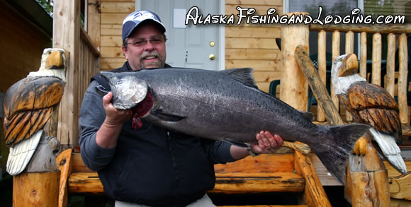 King Salmon in fron of the Cabins.